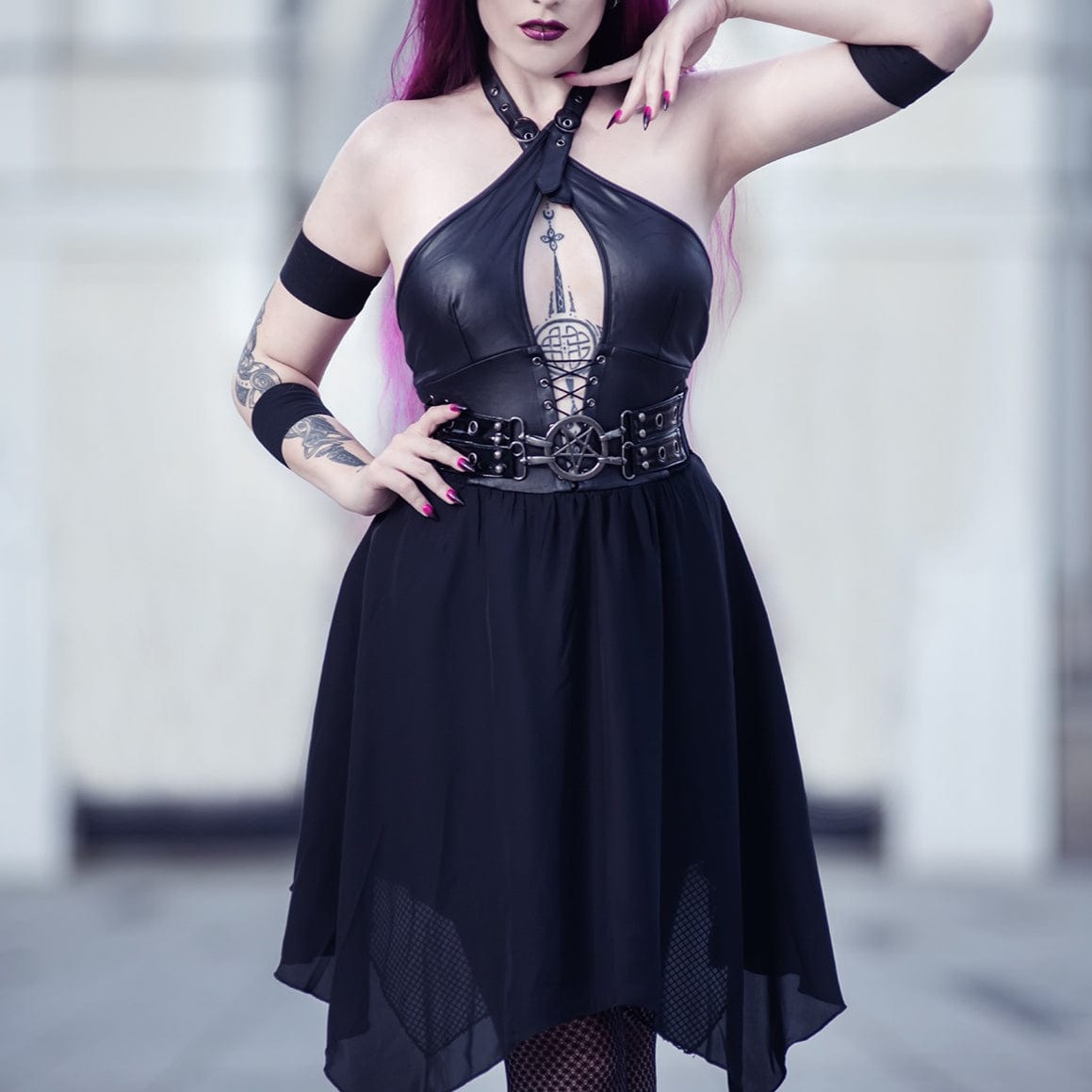 Women's Punk Irregular Plunging Halterneck Party Dress – Punk Design