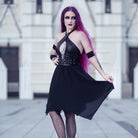 PUNK RAVE Women's Punk Irregular Plunging Halterneck Party Dress