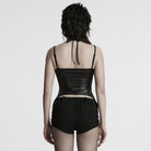 PUNK RAVE Women's Punk Irregular Plunging Halterneck Tank Top