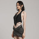 PUNK RAVE Women's Punk Irregular Ripped Halterneck Vest