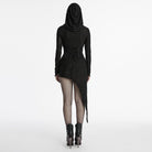PUNK RAVE Women's Punk Irregular Ripped Music Festival Dress with Hood