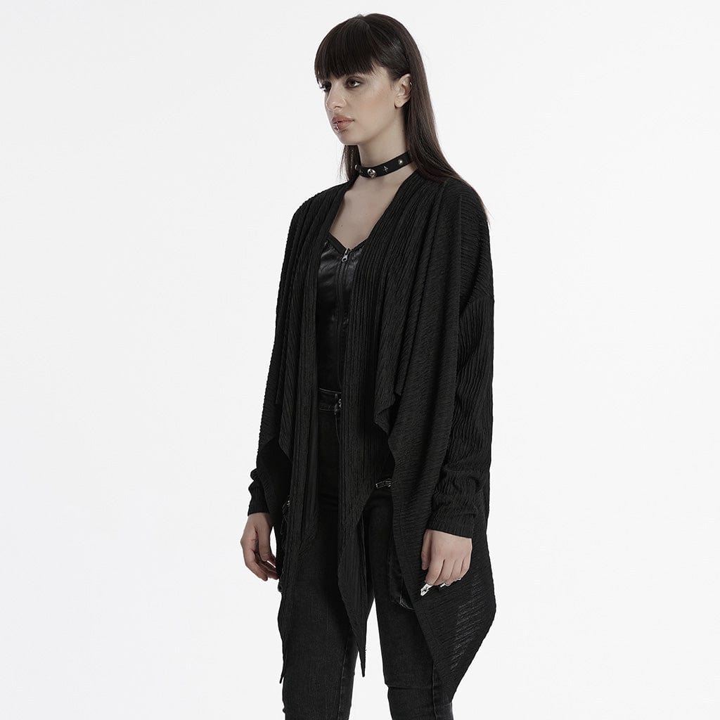 PUNK RAVE Women's Punk Irregular Ruched Cardigan