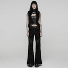 PUNK RAVE Women's Punk Jacquard Buckle Flared Pants