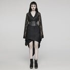 PUNK RAVE Women's Punk Lace Buckle Irregular Long Sleeved Dress