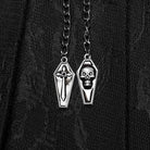 PUNK RAVE Women's Punk Lace Splice Black Pleated Skirt with Chain