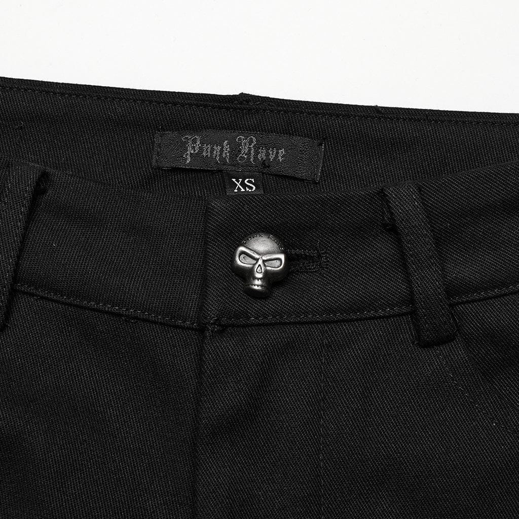 PUNK RAVE Women's Punk Lace Splice Flared Pants