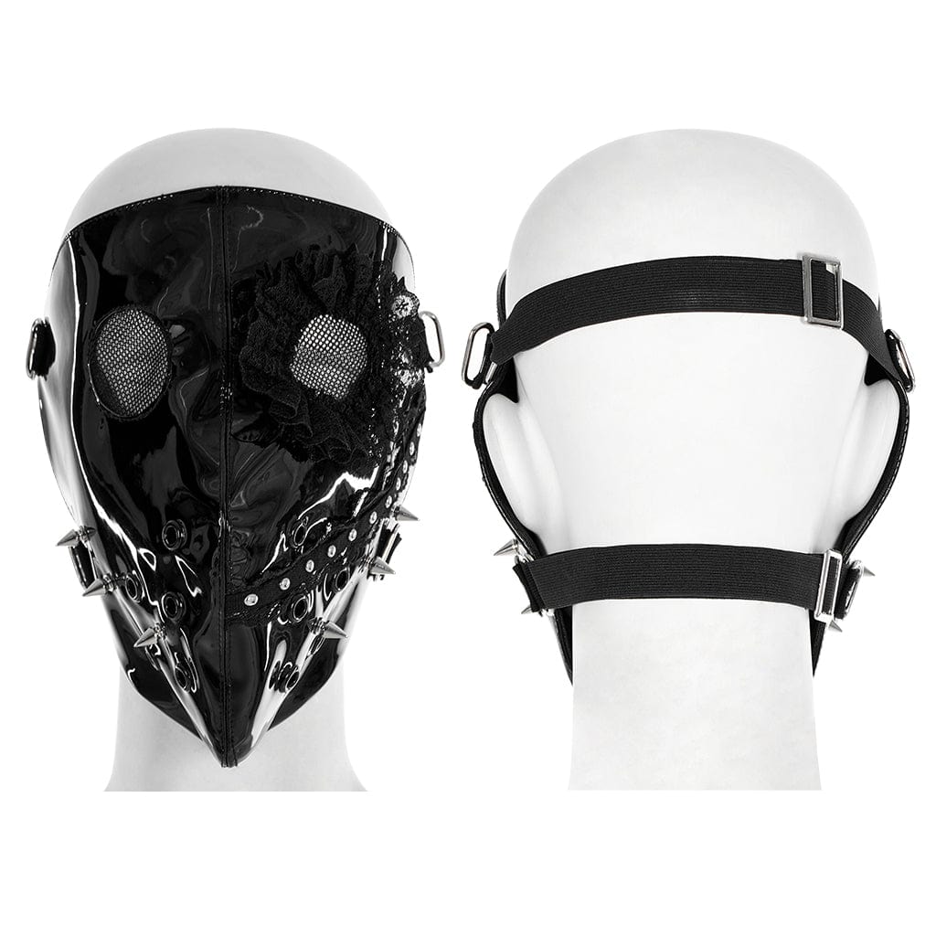 PUNK RAVE Women's Punk Lace Splice Rivets Mask