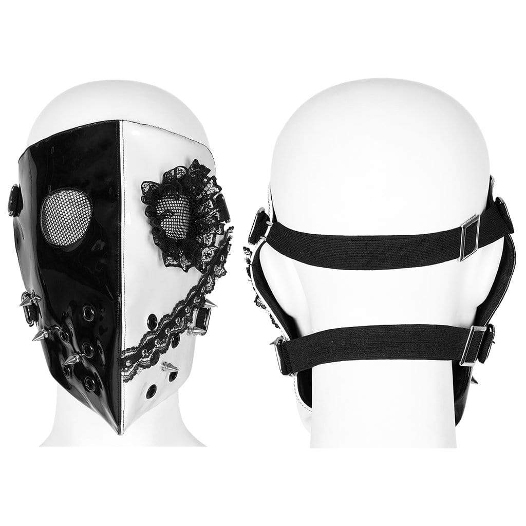 PUNK RAVE Women's Punk Lace Splice Rivets Mask