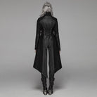 PUNK RAVE Women's Punk Lace-Up Buckle Faux Leather Long Jacket