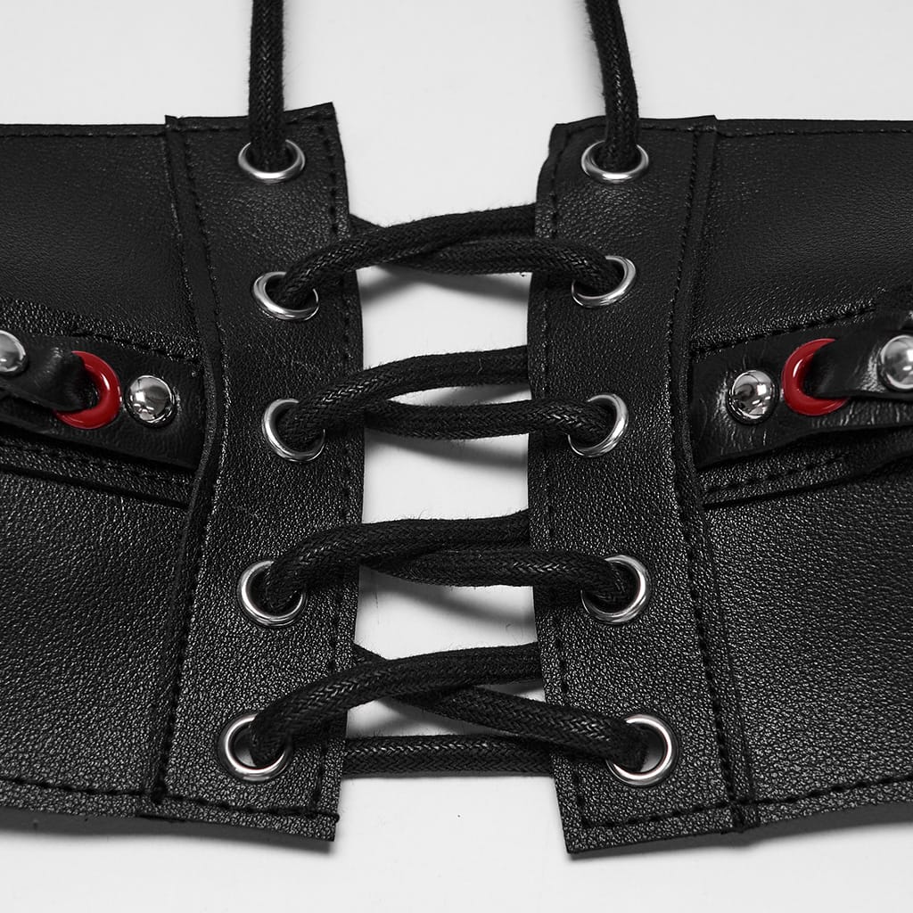 PUNK RAVE Women's Punk Lace-up Evil Eye Halter Bustier