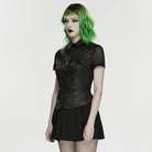 PUNK RAVE Women's Punk Lace-up Eyelet Mesh Short Sleeved Shirt