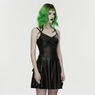 PUNK RAVE Women's Punk Lace-up Eyelet Strap Slip Dress
