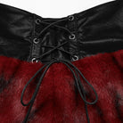 PUNK RAVE Women's Punk Lace-up Faux Fur Splice Faux Leather Skirt