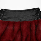PUNK RAVE Women's Punk Lace-up Faux Fur Splice Faux Leather Skirt