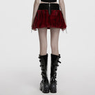 PUNK RAVE Women's Punk Lace-up Faux Fur Splice Faux Leather Skirt
