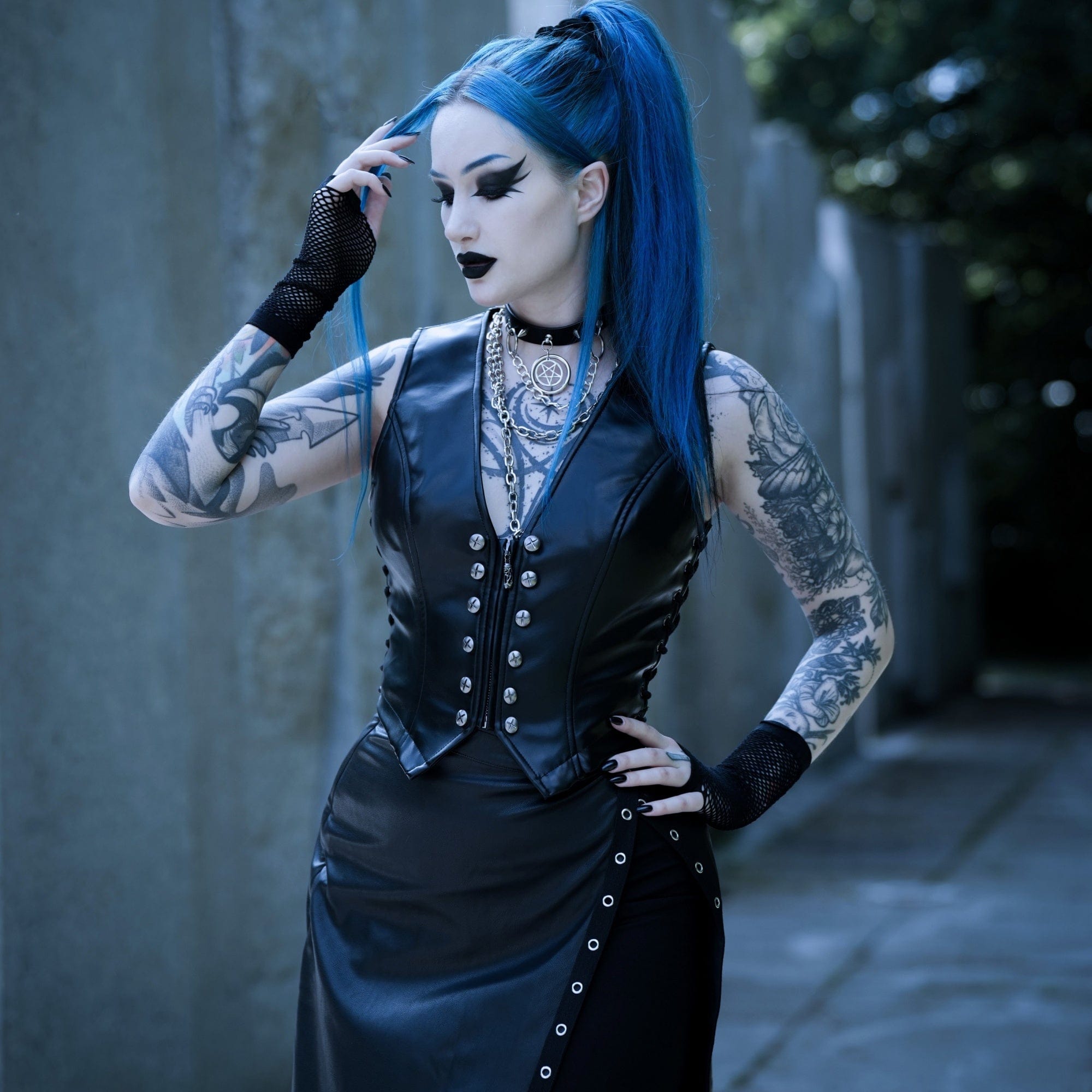 Women's Punk Lace-up Faux Leather Vest – Punk Design