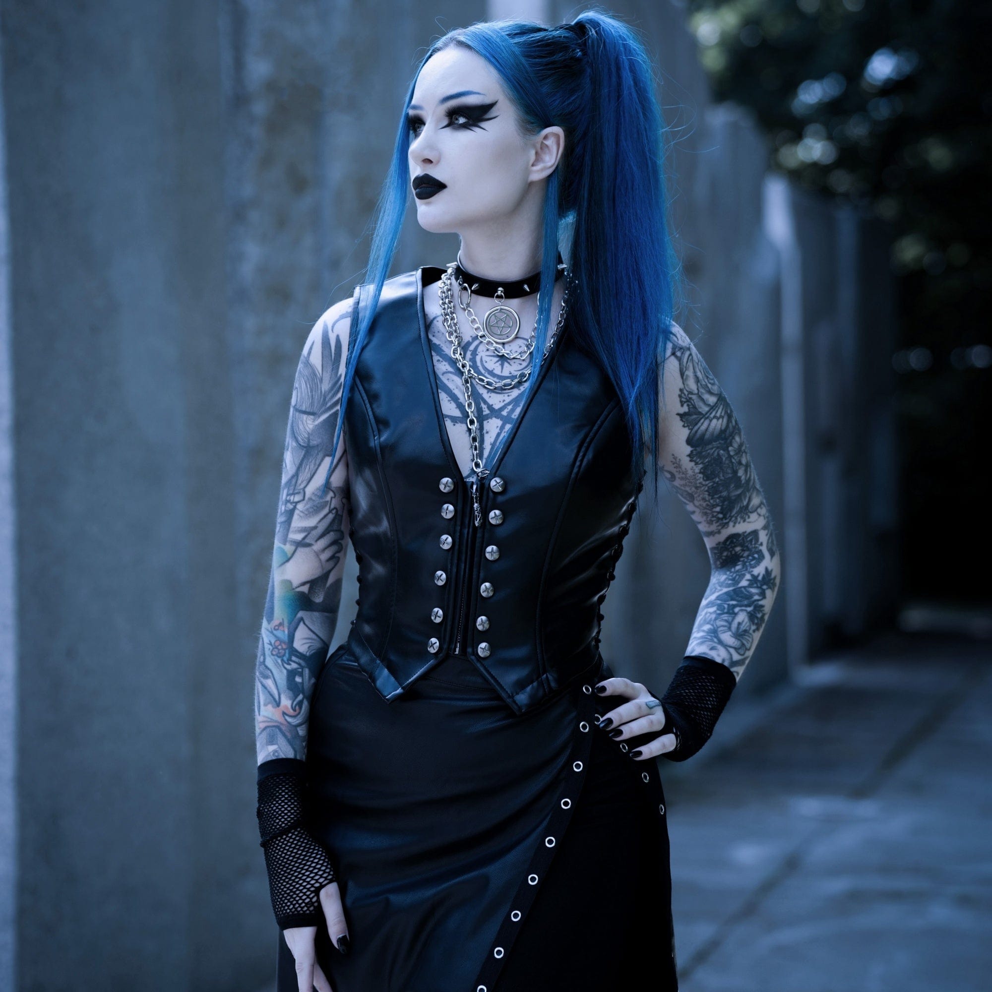 Women's Punk Lace-up Faux Leather Vest – Punk Design