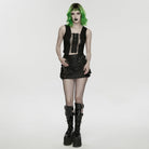 PUNK RAVE Women's Punk Lace-up Hollow Tank Top