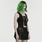 PUNK RAVE Women's Punk Lace-up Hollow Tank Top