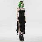 PUNK RAVE Women's Punk Lace-up Irregular Hem Halterneck Dress