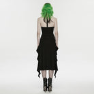 PUNK RAVE Women's Punk Lace-up Irregular Hem Halterneck Dress