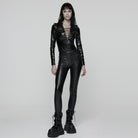 PUNK RAVE Women's Punk Lace-up Long Sleeved T-shirt