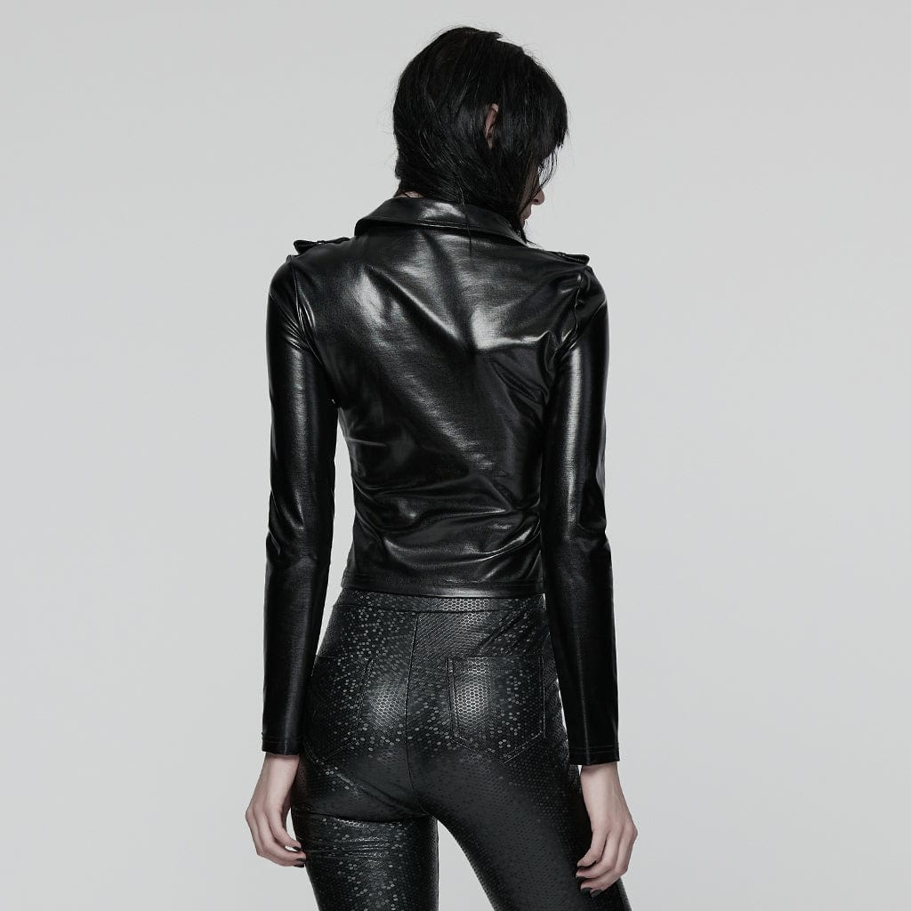 PUNK RAVE Women's Punk Lace-up Long Sleeved T-shirt