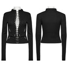 PUNK RAVE Women's Punk Lace-up Mesh Splice Shirt