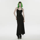 PUNK RAVE Women's Punk Lace-up Mesh Splice Slip Dress