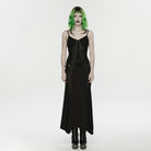 PUNK RAVE Women's Punk Lace-up Mesh Splice Slip Dress
