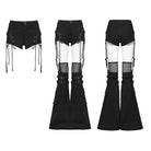 PUNK RAVE Women's Punk Lace-up Shorts with Detachable Trouser Legs