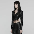 PUNK RAVE Women's Punk Lace-up Turn-down Collar Jacket