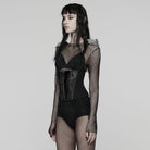 PUNK RAVE Women's Punk Lace-up Zip Underbust Corset Black