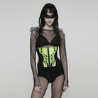 PUNK RAVE Women's Punk Lace-up Zip Underbust Corset Black-green