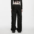 PUNK RAVE Women's Punk Loose Distressed Ruched Wide Leg Pants