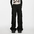 PUNK RAVE Women's Punk Loose Distressed Ruched Wide Leg Pants