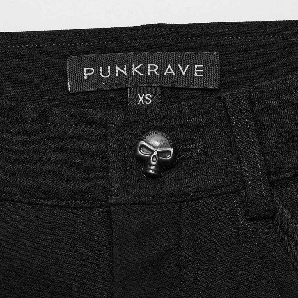 PUNK RAVE Women's Punk Mesh Buckle Spaghetti Strap Pants
