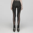 PUNK RAVE Women's Punk Mesh Cutout Lace-Up Leggings