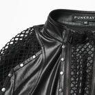 PUNK RAVE Women's Punk Mesh Splice Buckle Strap Top