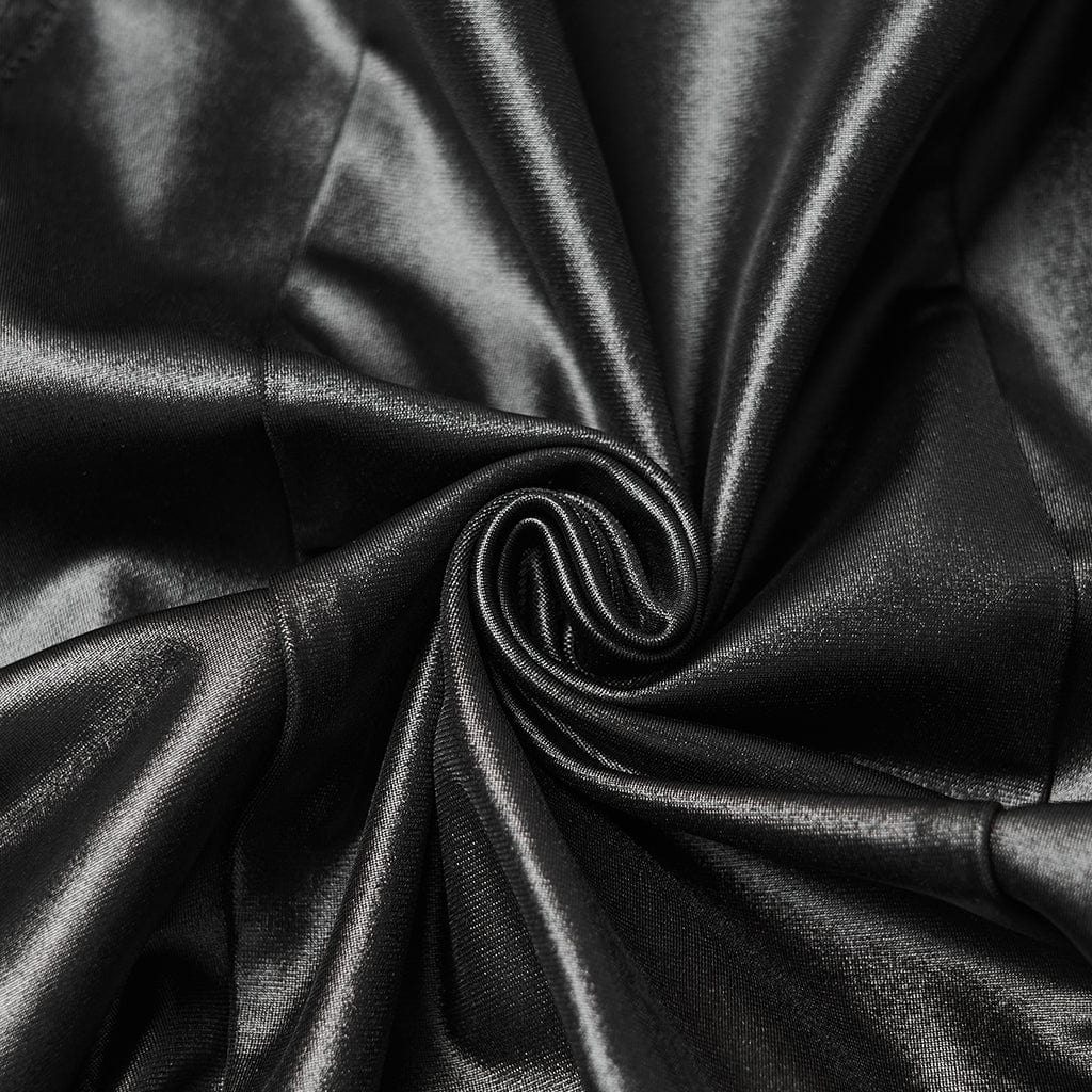 PUNK RAVE Women's Punk Mesh Splice Buckle Strap Top