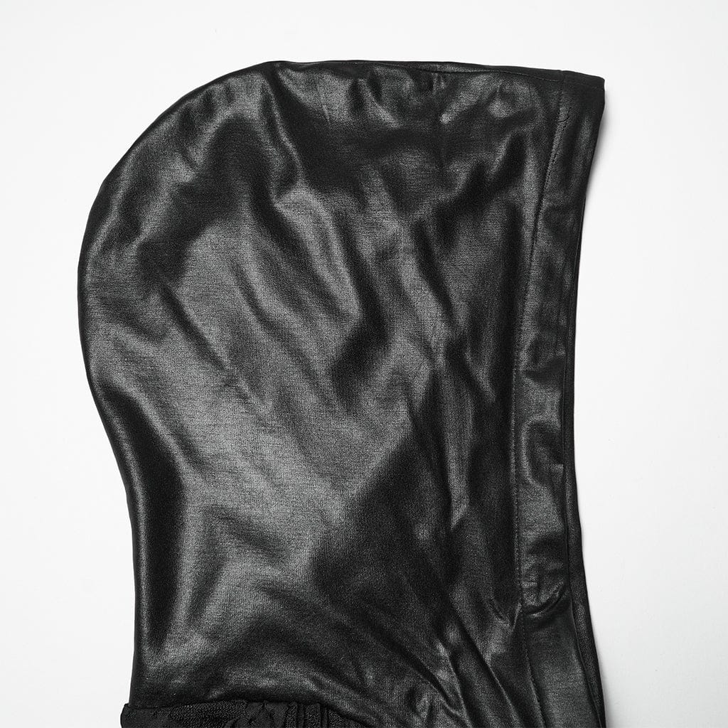 PUNK RAVE Women's Punk Mesh Splice Buckle Strap Top