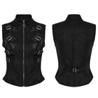 PUNK RAVE Women's Punk Mesh Splice Buckle Waistcoat