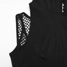 PUNK RAVE Women's Punk Mesh Splice Cutout Hooded Tank Top
