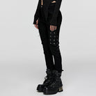 PUNK RAVE Women's Punk Mesh Splice Eyelet Pants