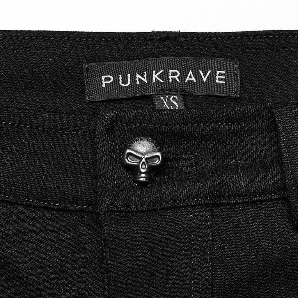 PUNK RAVE Women's Punk Mesh Splice Eyelet Pants
