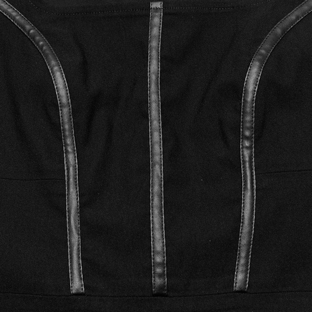 PUNK RAVE Women's Punk Mesh Splice Lace-up Slip Dress