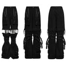 PUNK RAVE Women's Punk Mesh Splice Unedged Detachable Pants