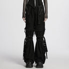 PUNK RAVE Women's Punk Mesh Splice Unedged Detachable Pants