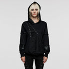 PUNK RAVE Women's Punk Mesh Splice Unedged Hoodies