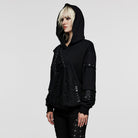 PUNK RAVE Women's Punk Mesh Splice Unedged Hoodies